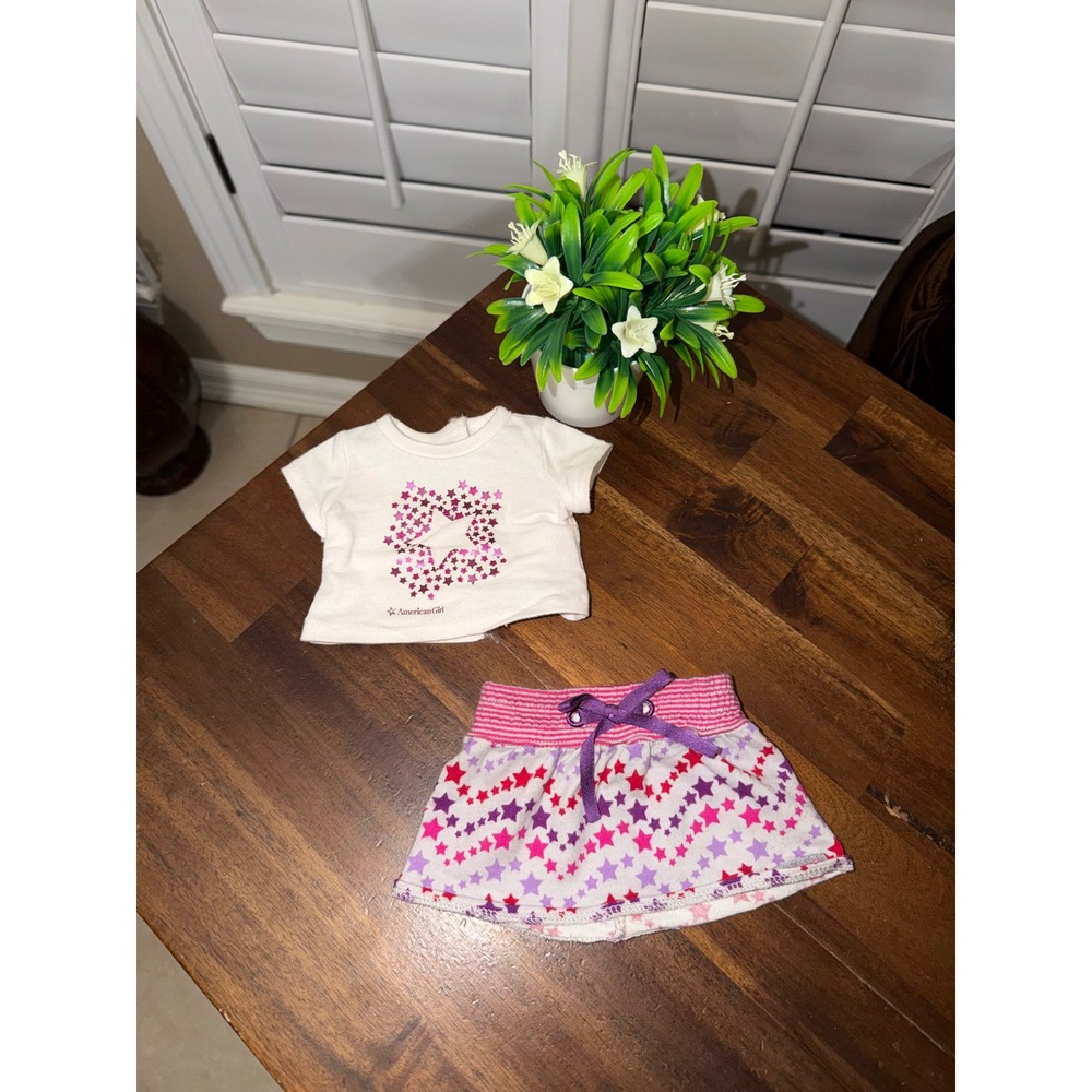 American Girl Doll Star Graphic T-Shirt and Star Print Skirt 2 Piece Outfit Set